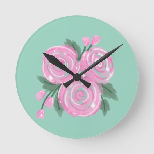 Roses Wall Clock Runde Wanduhr (Vorderseite)