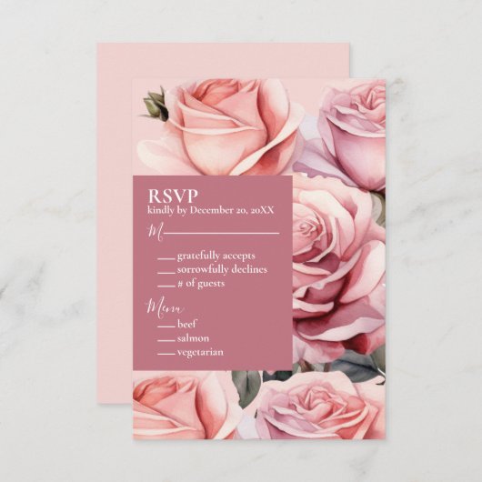 Roses Wedding RSVP Response Card (Vorne/Hinten)