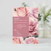 Roses Wedding RSVP Response Card Karte (Stehend Vorderseite)