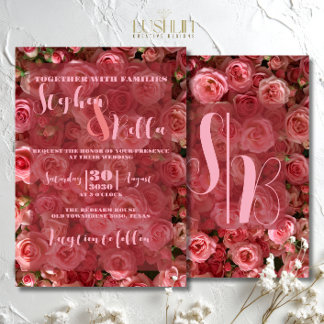 Roses Wedding Summer Floral Elegante Einladung