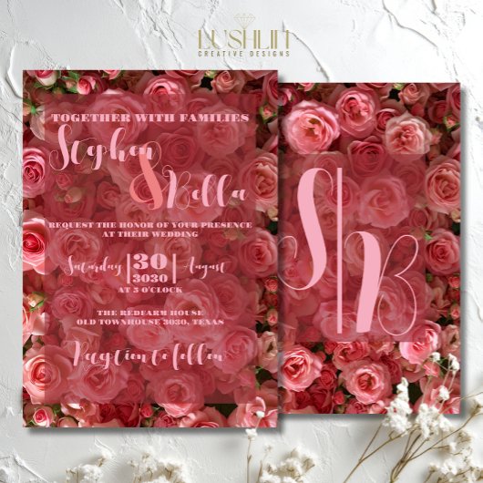 Roses Wedding Summer Floral Elegante Einladung
