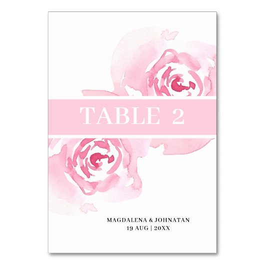 Roses Wedding Tischnummer Card (Vorderseite)
