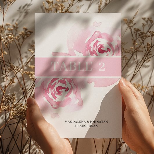 Roses Wedding Tischnummer Card