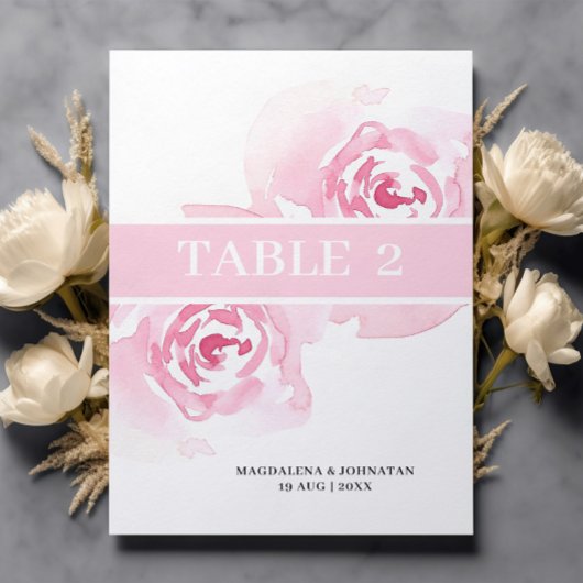 Roses Wedding Tischnummer Card