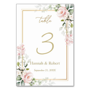 Roses Wedding Tischnummer Card