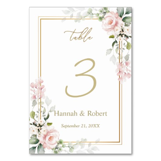 Roses Wedding Tischnummer Card (Vorderseite)