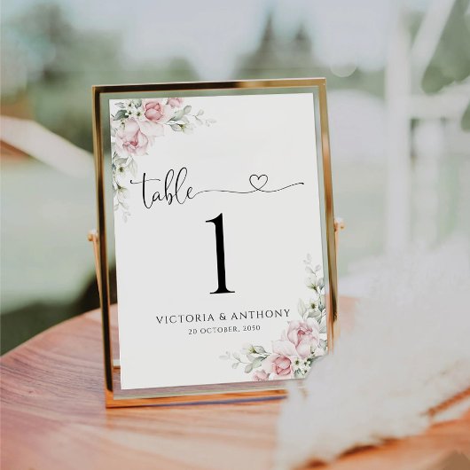 Roses Wedding Tischnummer Card Roses