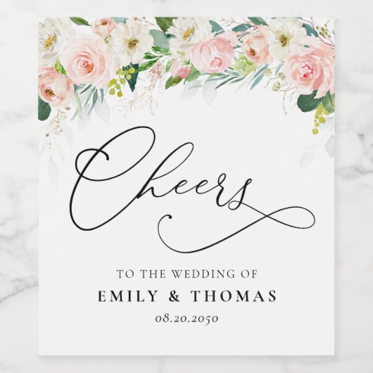 Roses Wedding Wine Label Weinetikett (Einzelnes Label)