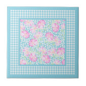 Roses White Butterfells Gingham Keramik Tile Fliese (Vorderseite)