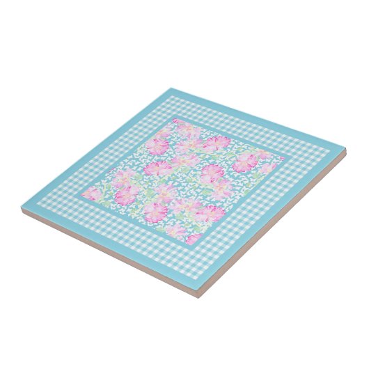 Roses White Butterfells Gingham Keramik Tile Fliese (Seite)