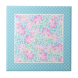 Roses White Butterfets Polkas Keramik Tile Fliese