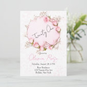 Roses Wreath Chic 21. Geburtstag Party Einladung (Stehend Vorderseite)