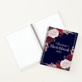Roses Your Name Navy Blue Sketchbook Notizblock (Innenseite)