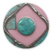 Rosestone Turquoise Core and Sculpted Silver Keramikknauf (Vorderseite)