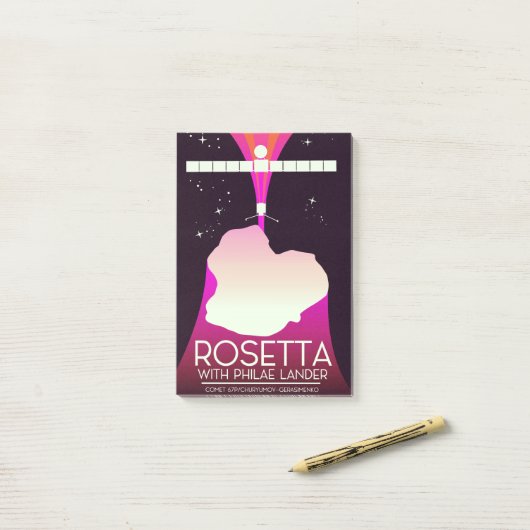 Rosetta & Philae Lander Space Art. Post-it Klebezettel (Auf Schreibtisch)