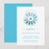 Rosette, Blauer Taufe Einladung (Vorne/Hinten)