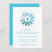 Rosette, Einladung zur blauen Erstkommunion (Vorne/Hinten)