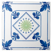 Rosette (grün) Keramik Tile Fliese (Vorderseite)