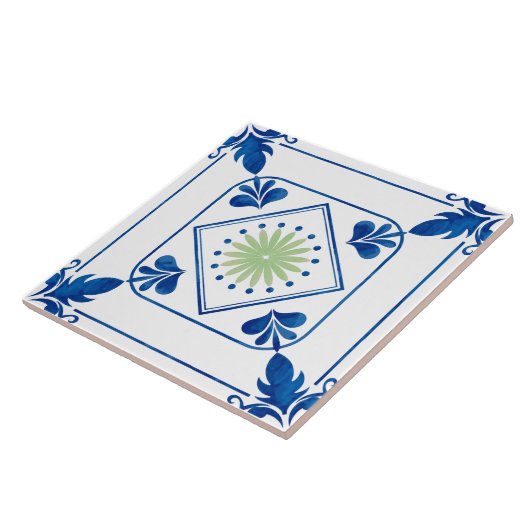 Rosette (grün) Keramik Tile Fliese (Seite)