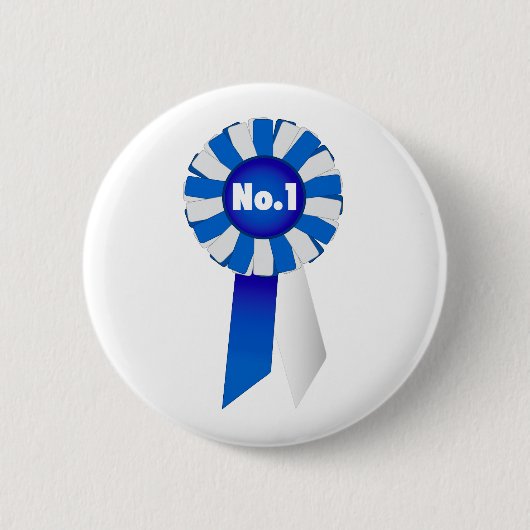 Rosette im Blauem und Knopf-Abzeichen Weiß-Nr. 1 Button (Vorderseite)