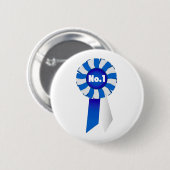 Rosette im Blauem und Knopf-Abzeichen Weiß-Nr. 1 Button (Vorne & Hinten)