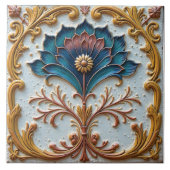 Rosette in Blau und Rosa Fliese (Vorderseite)