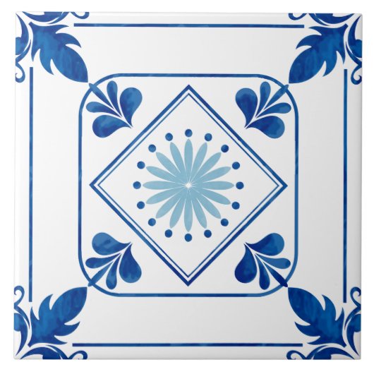 Rosette (Light Blue) Keramik Tile Fliese (Vorderseite)