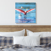Rosette Spoonbill 12" x 12" Wrapped Canvas Leinwanddruck (Insitu (Schlafzimmer))