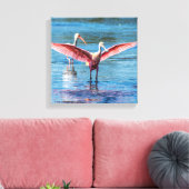 Rosette Spoonbill 12" x 12" Wrapped Canvas Leinwanddruck (Insitu (Wohnzimmer))