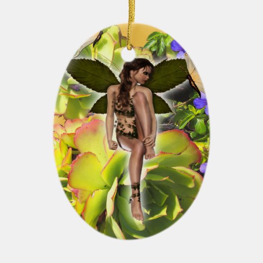 Rosette Succulent Besucher Keramikornament (Vorne)