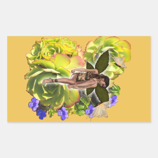 Rosette Succulent Besucher Rechteckiger Aufkleber (Vorderseite)