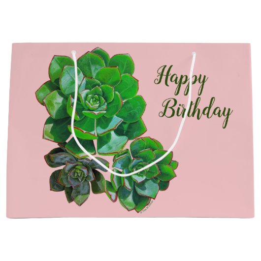 Rosette Succulents Große Geschenktasche Geschenktüte (Vorderseite)