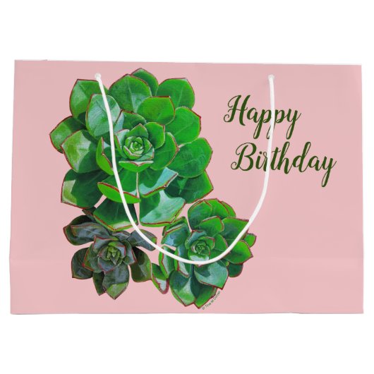 Rosette Succulents Große Geschenktasche Geschenktüte (Rückseite)