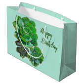 Rosette Succulents Große Geschenktasche Geschenktüte (Rückseite Schrägansicht)