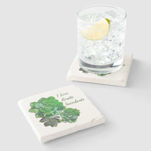 Rosette Succulents Stone Untersetzer (Seitenansicht)