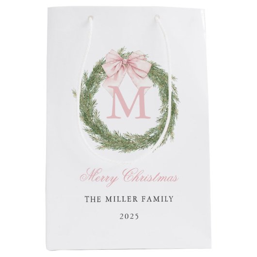 Rosetten-Monogramm-Weihnachtskranz Mittlere Geschenktüte (Vorderseite)