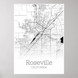 Roseville Map - Kalifornien - City Map Poster