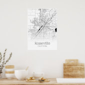 Roseville Map - Kalifornien - City Map Poster (Küche)