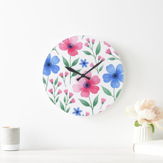  Rosewater Bloom Delight Große Wanduhr (Zuhause)