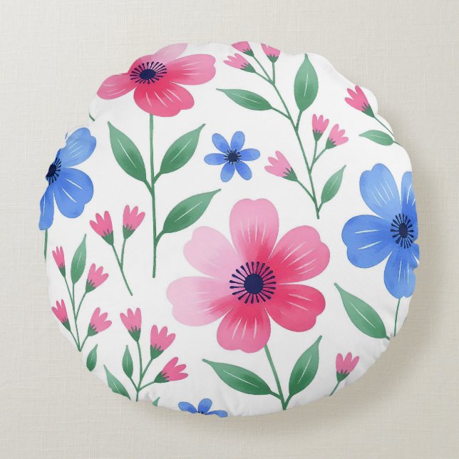  Rosewater Bloom Delight Rundes Kissen (Vorderseite)