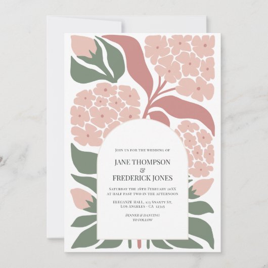 Rosewater Floral Modern Spring Wedding Einladung (Vorderseite)
