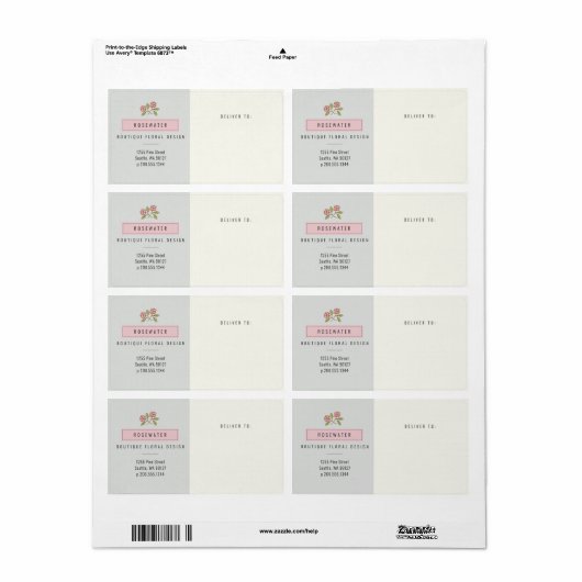 Rosewater Small Business Shipping Label (Vorne)