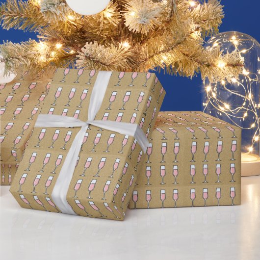 Roséwein-Muster Gold Geschenkpapier (Feiertage)