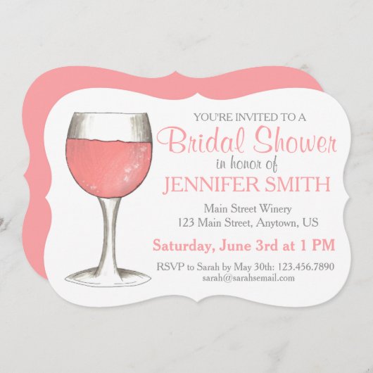 Roséwein - Roséwein für Hochzeitstag-Brautparty Einladung (Vorne/Hinten)