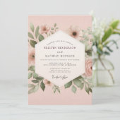Rosewood-Blumen-Hochzeit Einladung (Stehend Vorderseite)