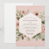 Rosewood-Blumen-Hochzeit Einladung (Vorne/Hinten)