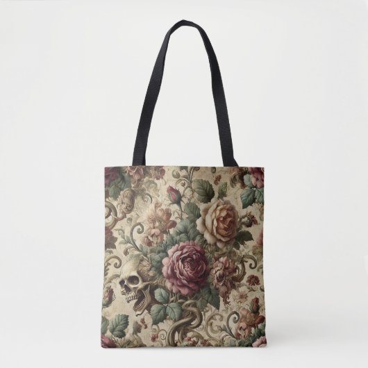 Rosewood Crematory - Gothic Skull & Floral Barock Tasche (Vorderseite)