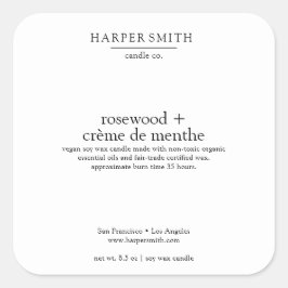 Rosewood & Crème de Menthe Matte Candle Label Quadratischer Aufkleber