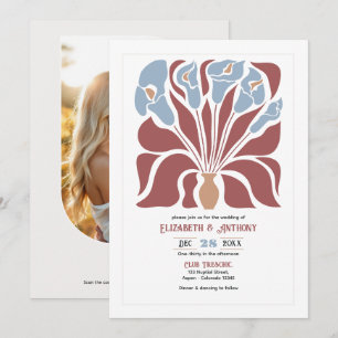 Rosewood & Mist Abstrakte Florale Boho-Hochzeit Einladung