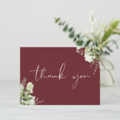 Rosewood Pink Botanische Vegetation Elegantes Skri Dankeskarte (Stehend Vorderseite)